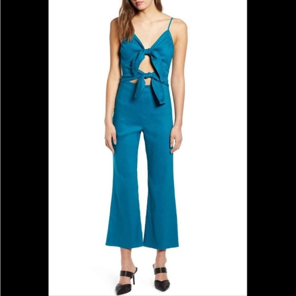 NWOT Leith Front Tie Teal Jumpsuit